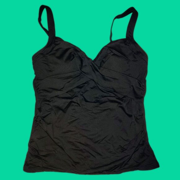 NWT Lands' End V-Neck Wrap Underwire Tankini Swimsuit Top Size 12 UPF 50 Beach - Picture 1 of 8